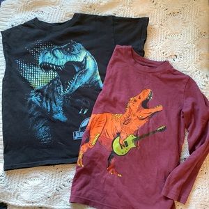 Boys t-shirts  2 dinosaur sz S. Jurassic short sleeve cat & jack long sleeve.